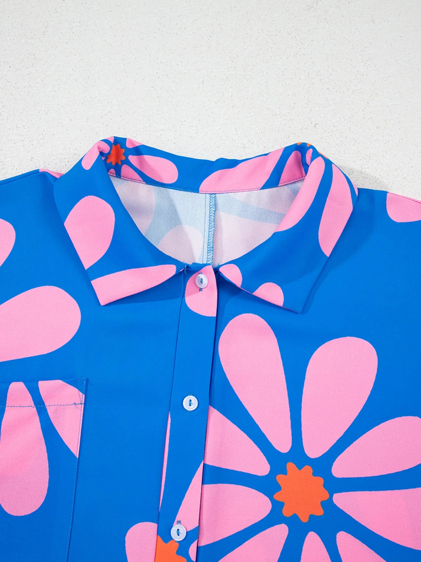 Summer Flower Print Shirt Collar Button Front Loose Romper - Roe Creation