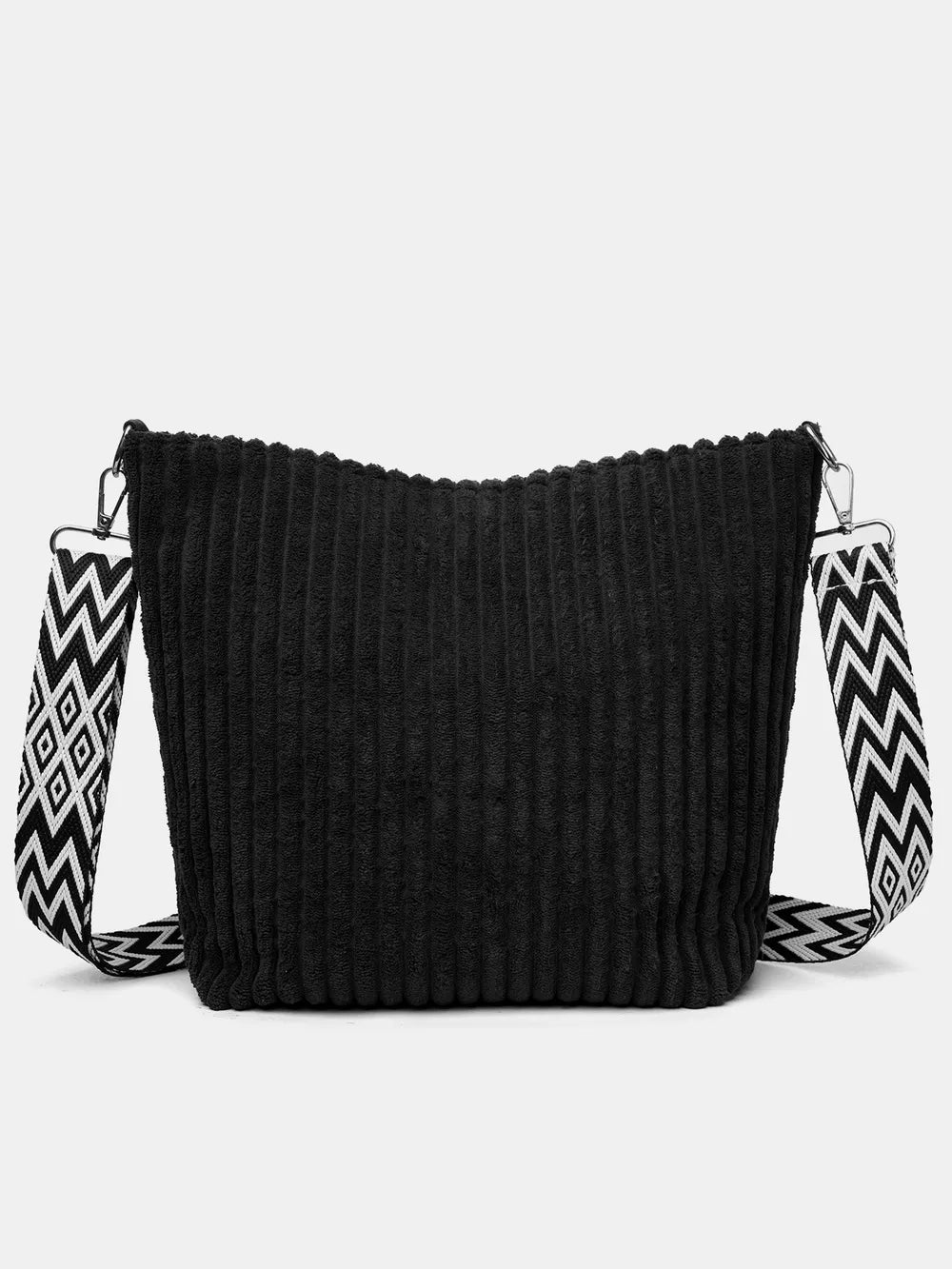 Solid Colour Corduroy Crossbody Bag with Removable Strap - Roe Creation