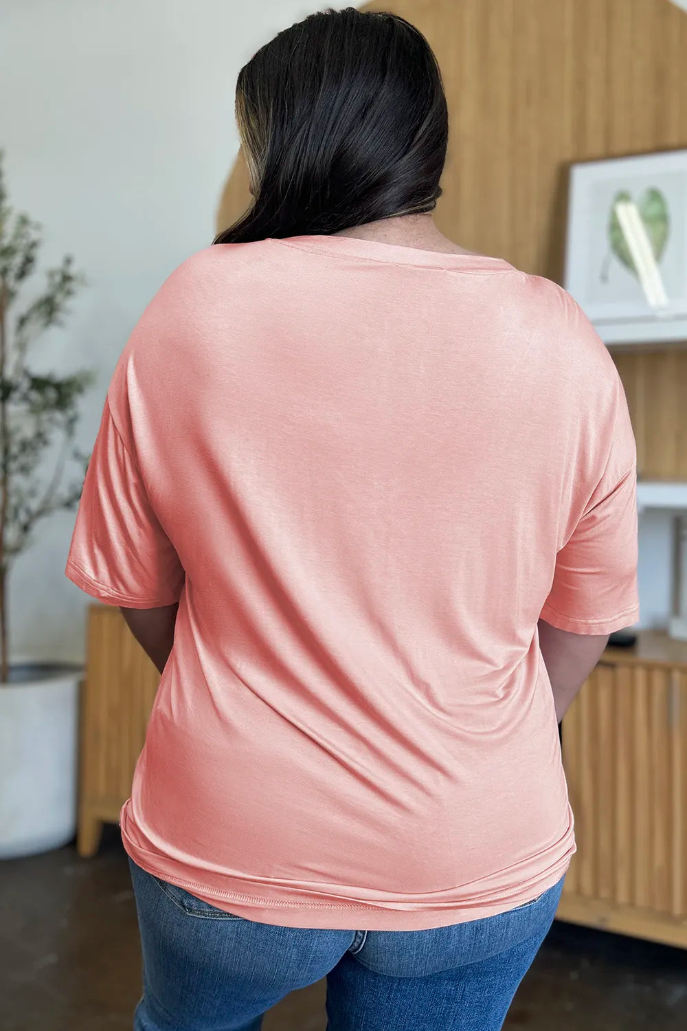 Basic Bae Full Size Bamboo V-Neck Drop Shoulder T-Shirt - Roe Creation
