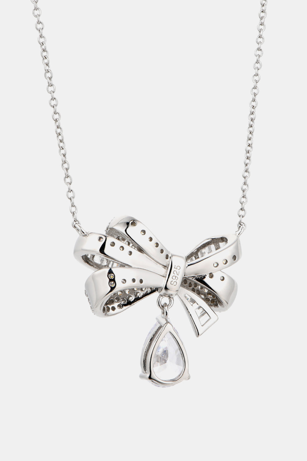 Teardrop Shape 925 Sterling Silver Zircon Pendant Necklace - Roe Creation