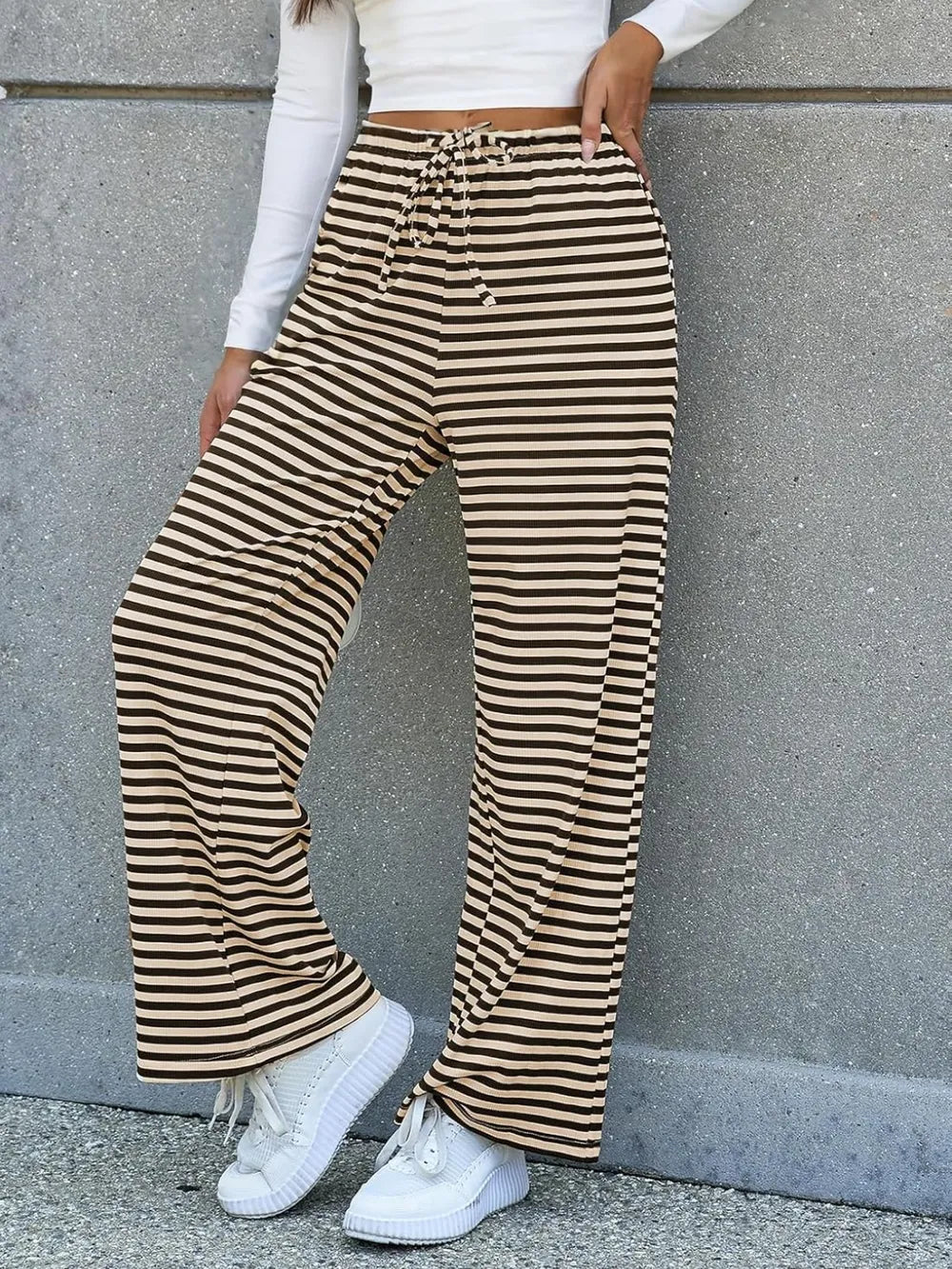 Lovelet Striped Wide Leg Pants - Roe Creation