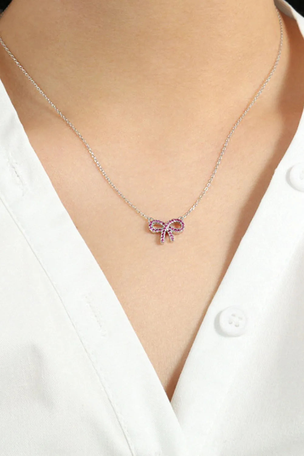 925 Sterling Silver Bow Necklace - Roe Creation