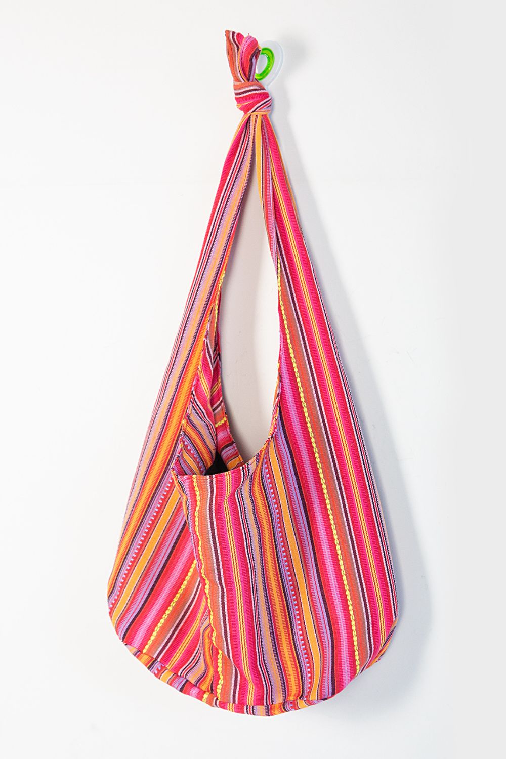 Large Canvas Crossbody Bag with Ethnic Pattern - Roe Creation