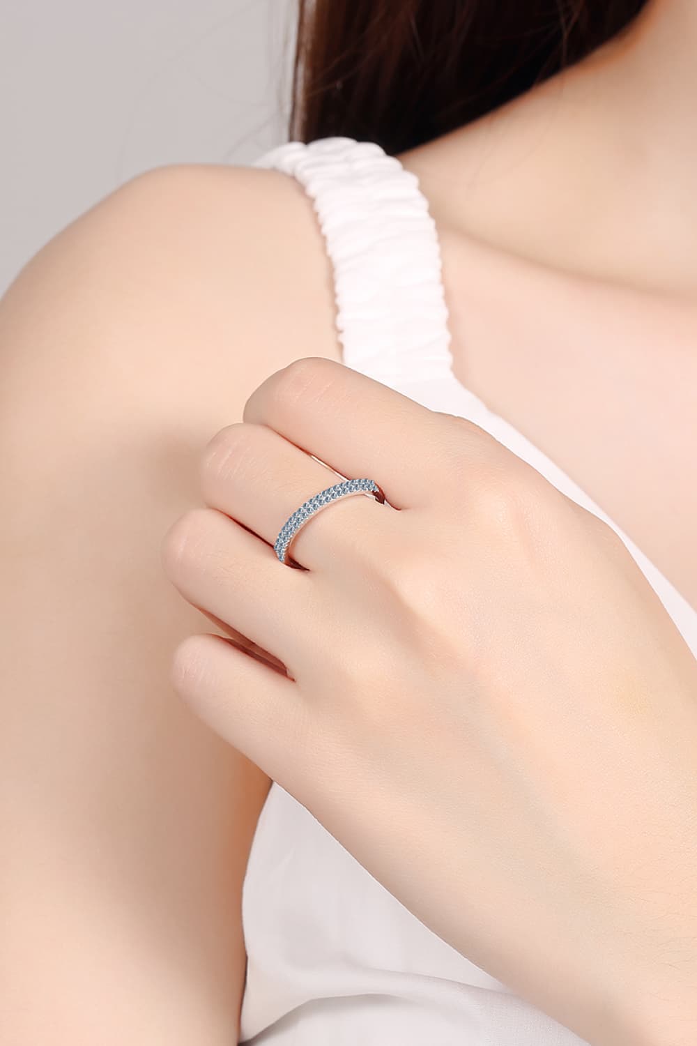 Moissanite 925 Sterling Silver Half-Eternity Ring - Roe Creation