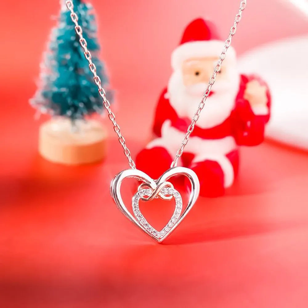 Heart Shape Inlaid Zircon 925 Sterling Silver Necklace - Roe Creation