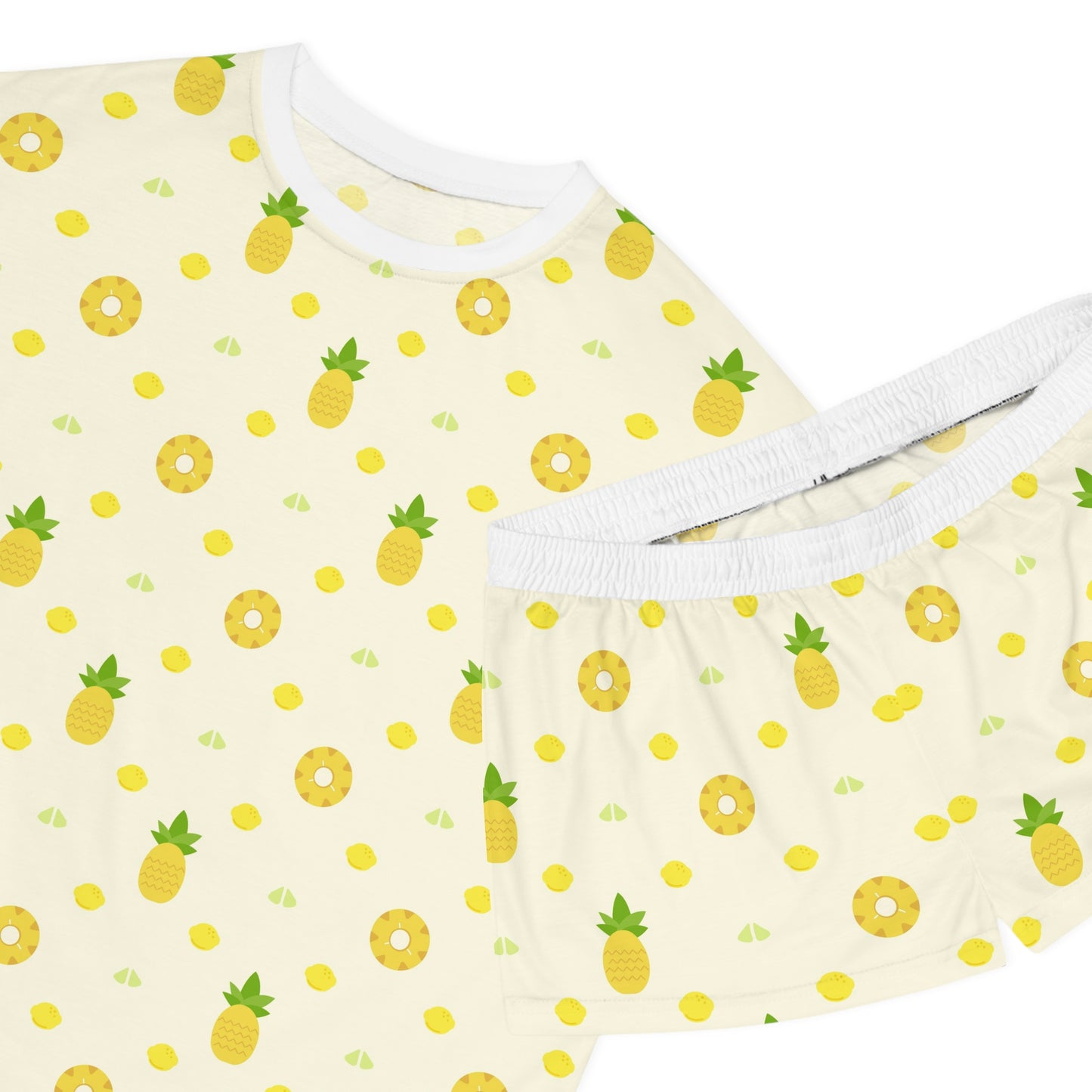 Pineapple Print Women's Summer Pajama Set, Cute Sleepwear, Tropical Loungewear,.
