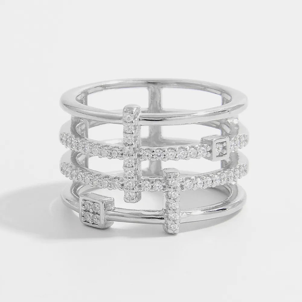 925 Sterling Silver Inlaid Zircon Ring - Roe Creation