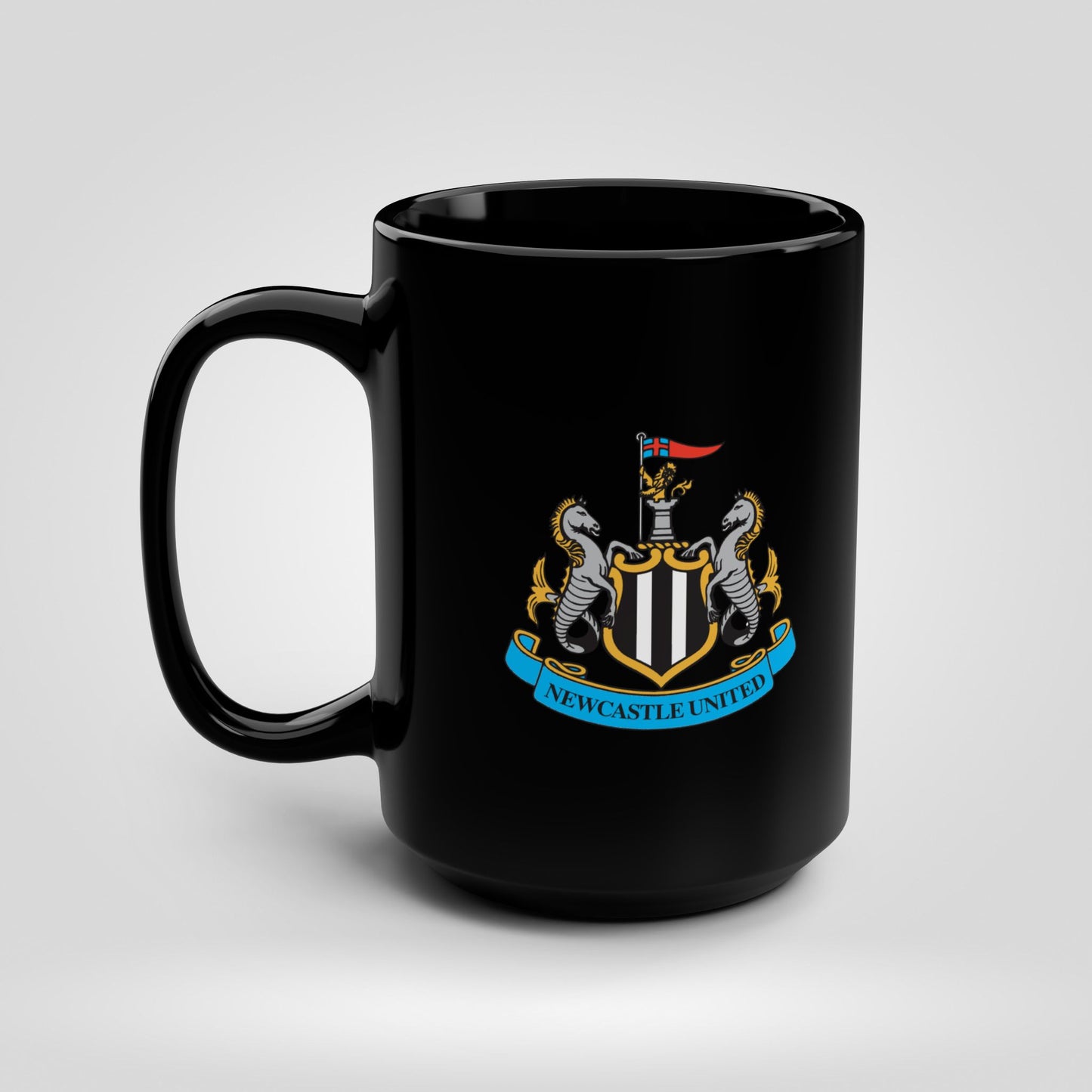 Newcastle United Crest Black Mug - 15oz Coffee Cup for Fans