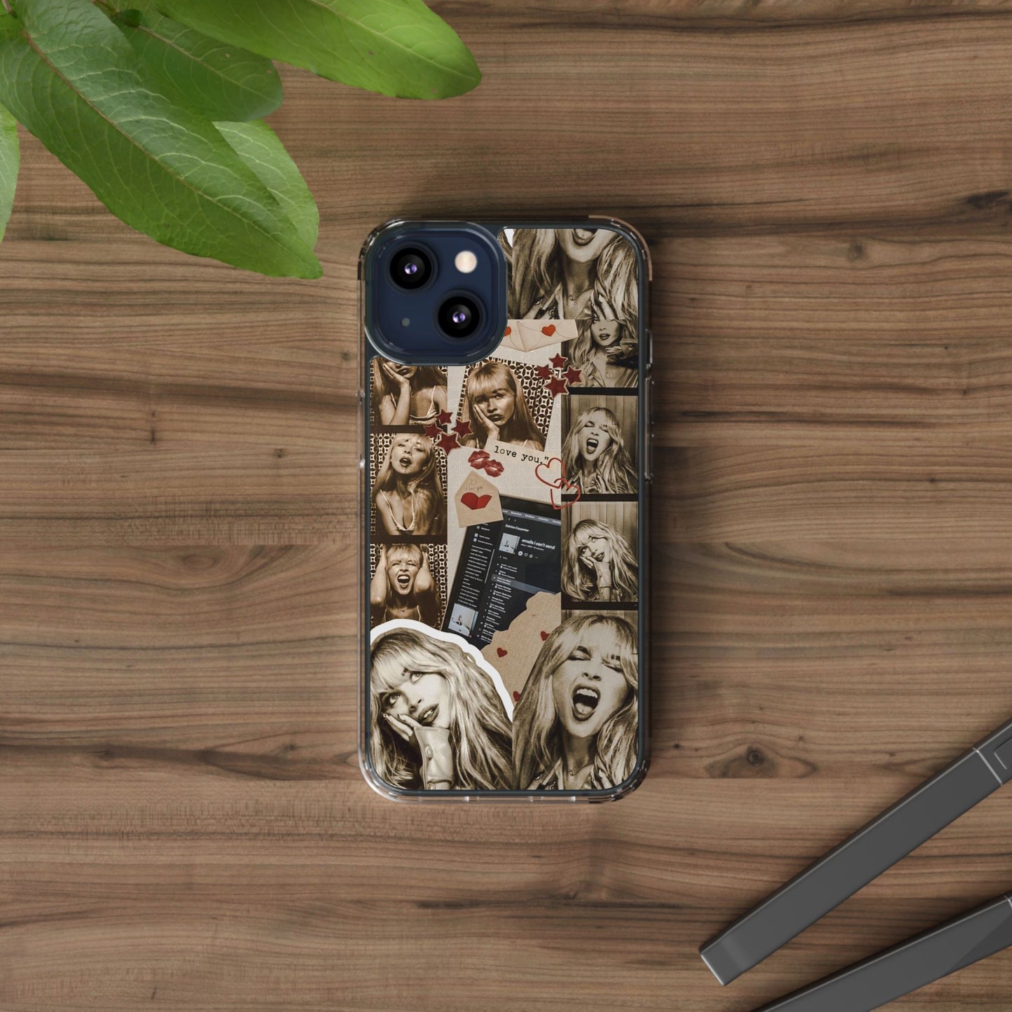 Sabrina Carpenter Vintage Photo Collage Clear Phone Case - Love You Design