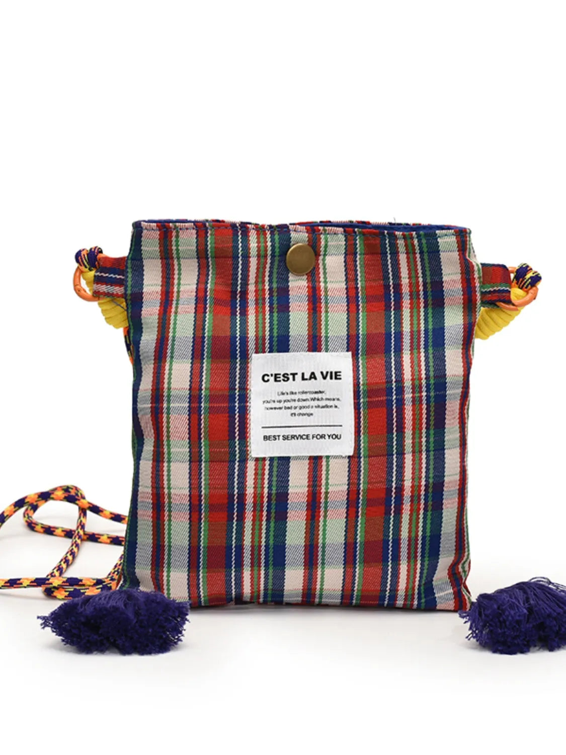 C'EST LA VIE Plaid Crossbody Bag with Tassel Detail - Roe Creation