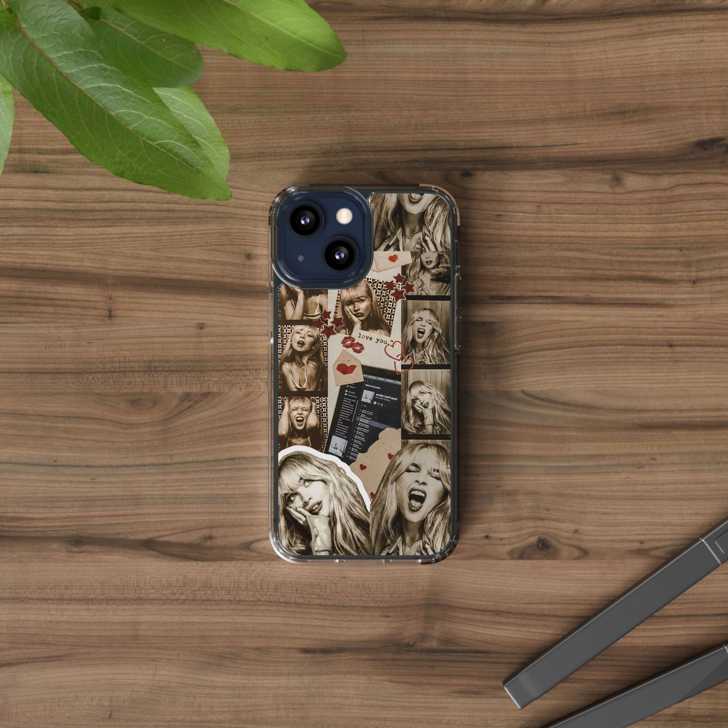 Sabrina Carpenter Vintage Photo Collage Clear Phone Case - Love You Design