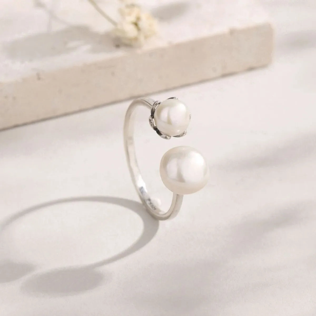 Pearl 925 Sterling Silver Open Ring - Roe Creation