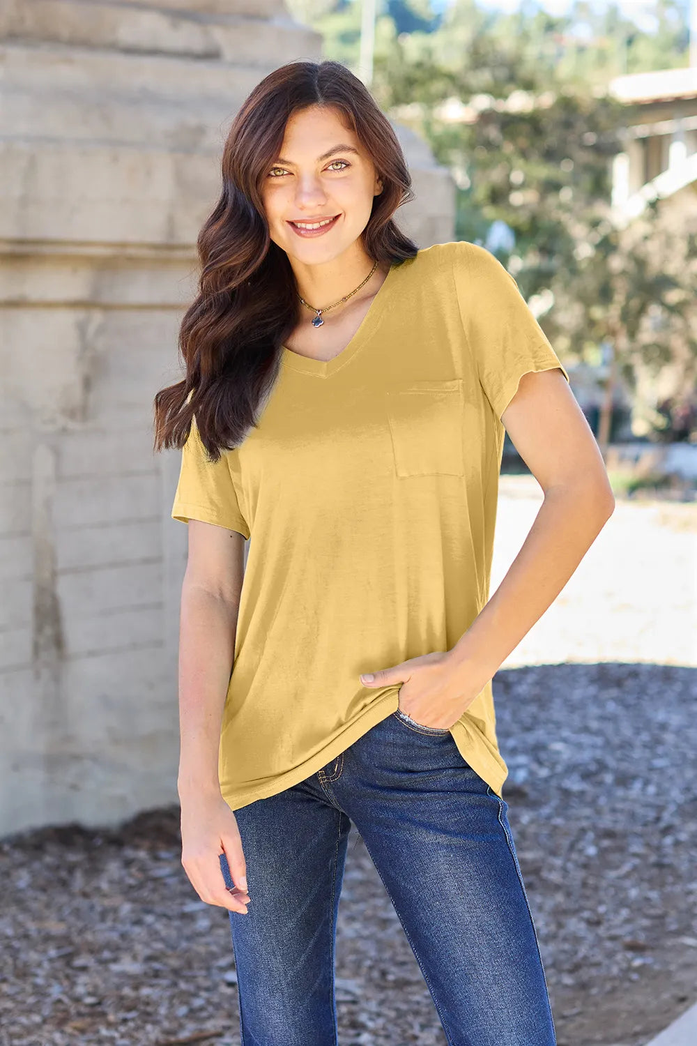 Basic Bae Bamboo Full Size V-Neck Short Sleeve T-Shirt - Roe Creation