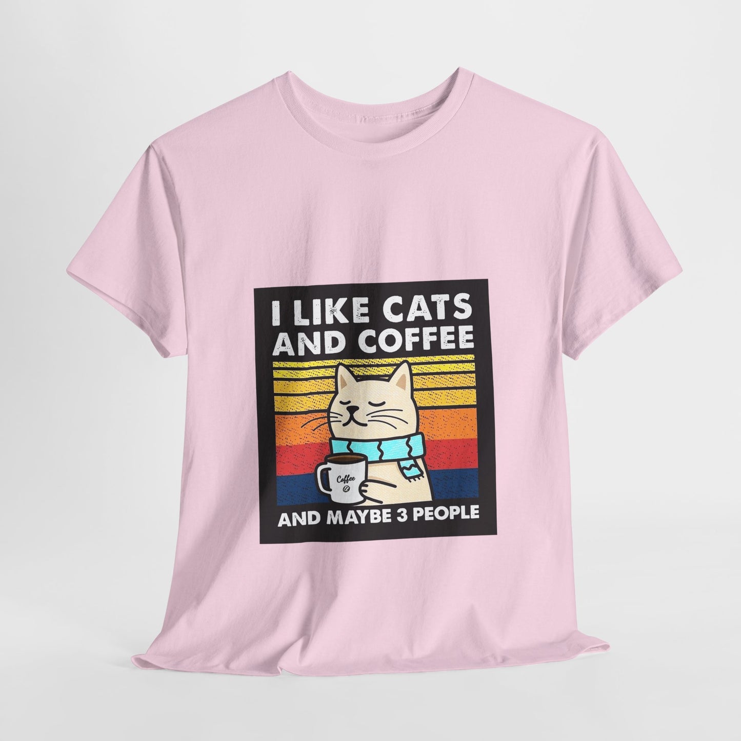 "I Like Cats and Coffee and Maybe 3 People" Unisex Heavy Cotton Tee - Roe Creation