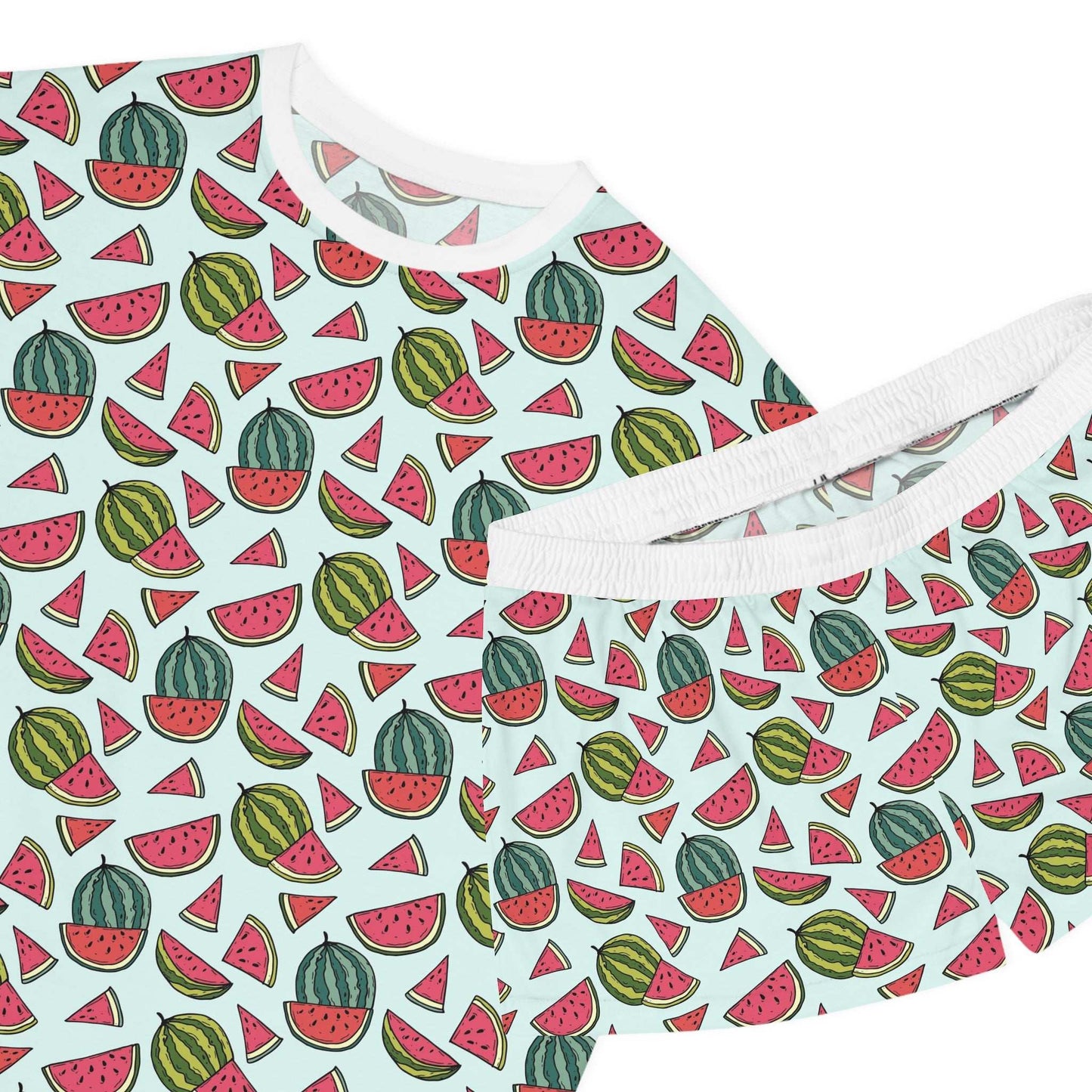 Watermelon Print Short Pajama Set, Summer Sleepwear, Women's Lounge Set, Cute.