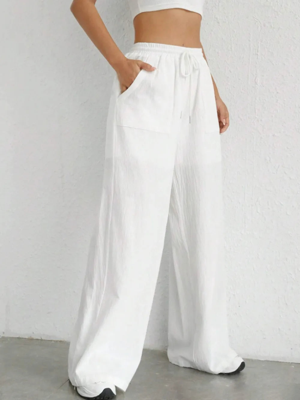 Drawstring Wide Leg Pants - Roe Creation