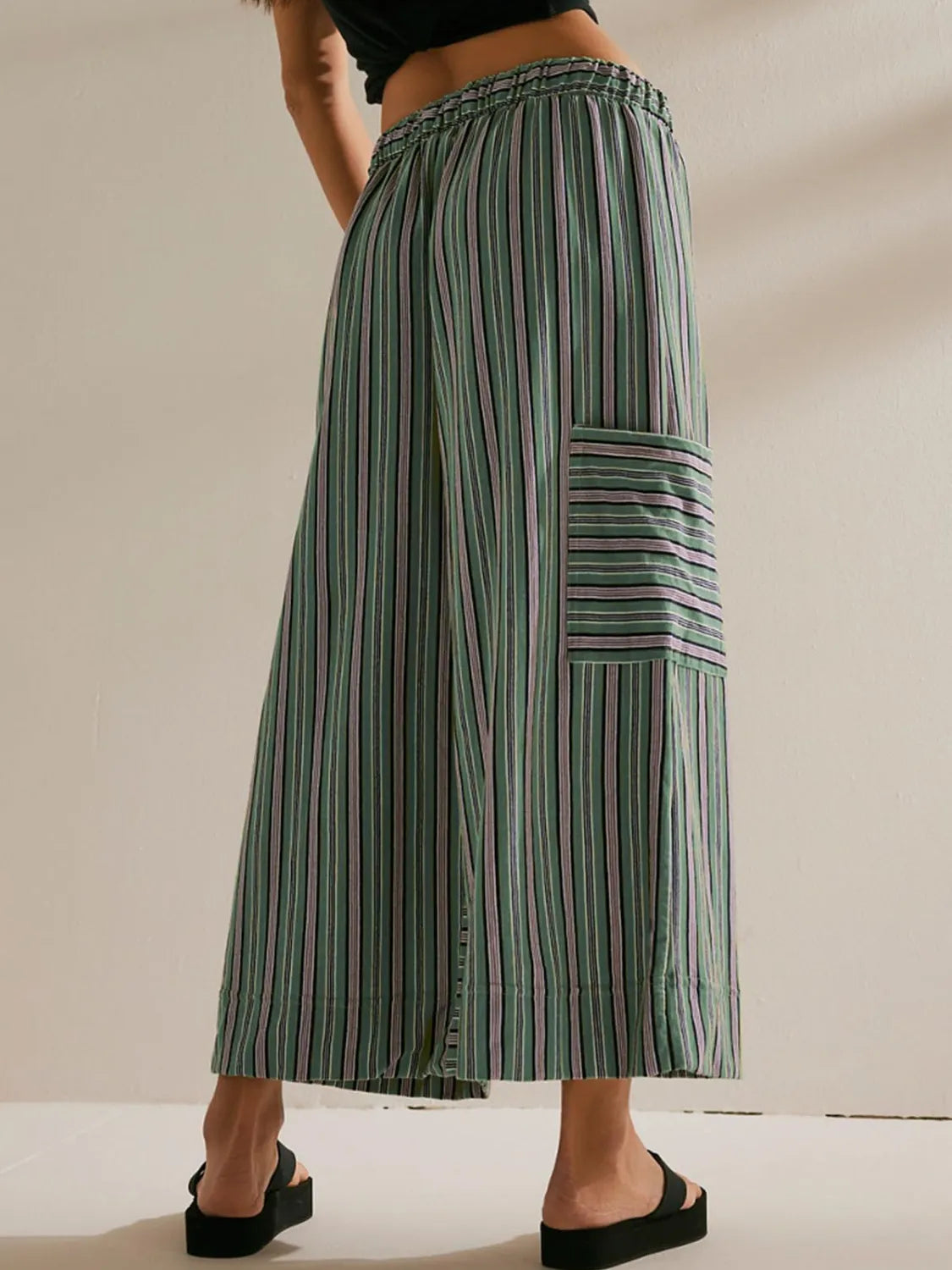 Contrast Striped Wide leg Pants - Roe Creation