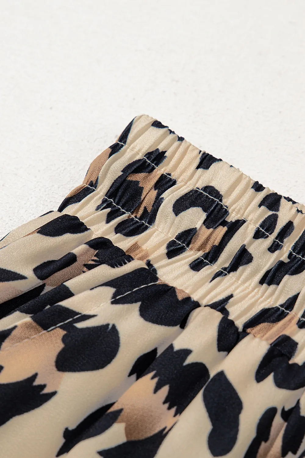 Parchment Leopard Drawstring Flowy Wide Leg Pants - Roe Creation