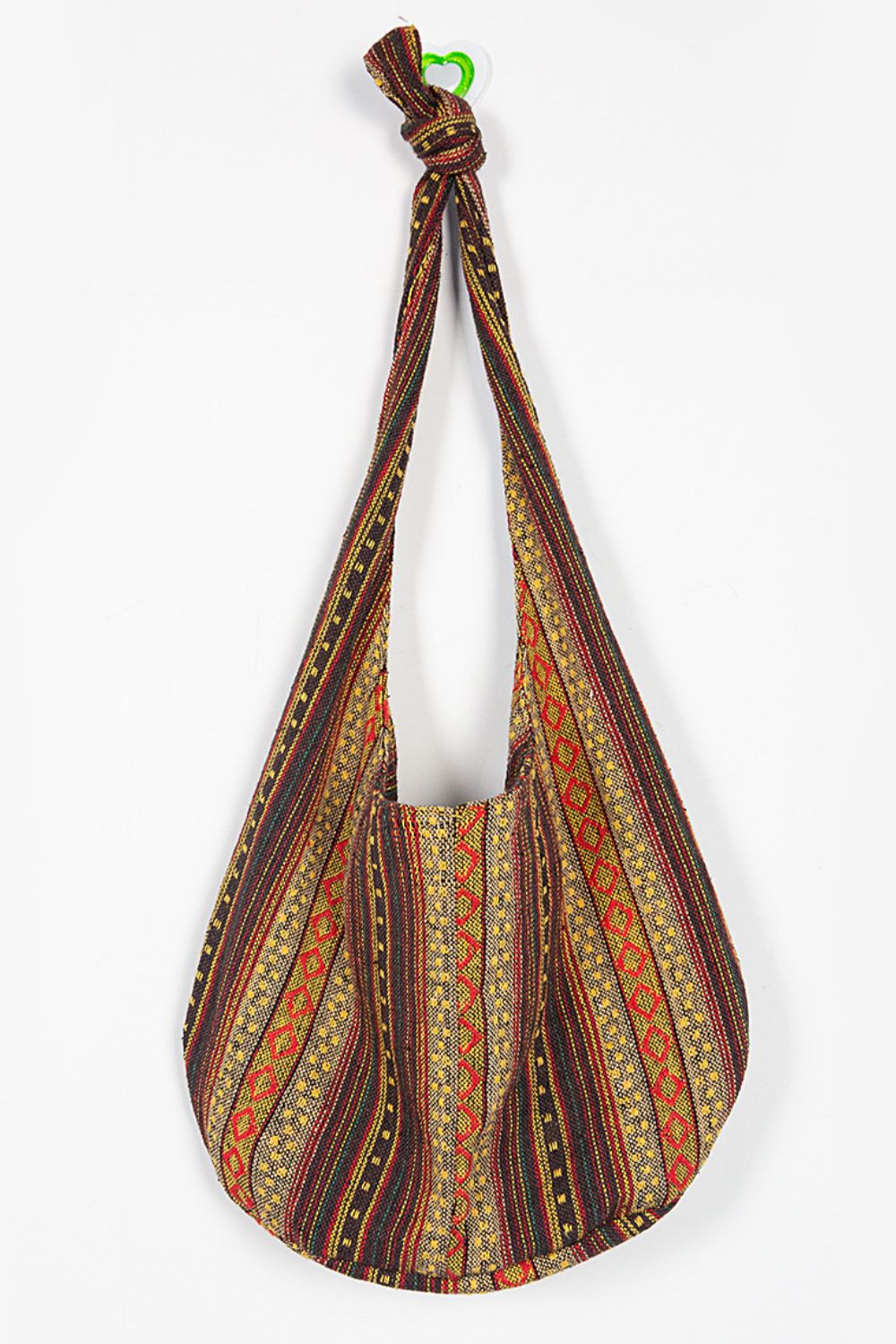 Large Canvas Crossbody Bag with Ethnic Pattern - Roe Creation