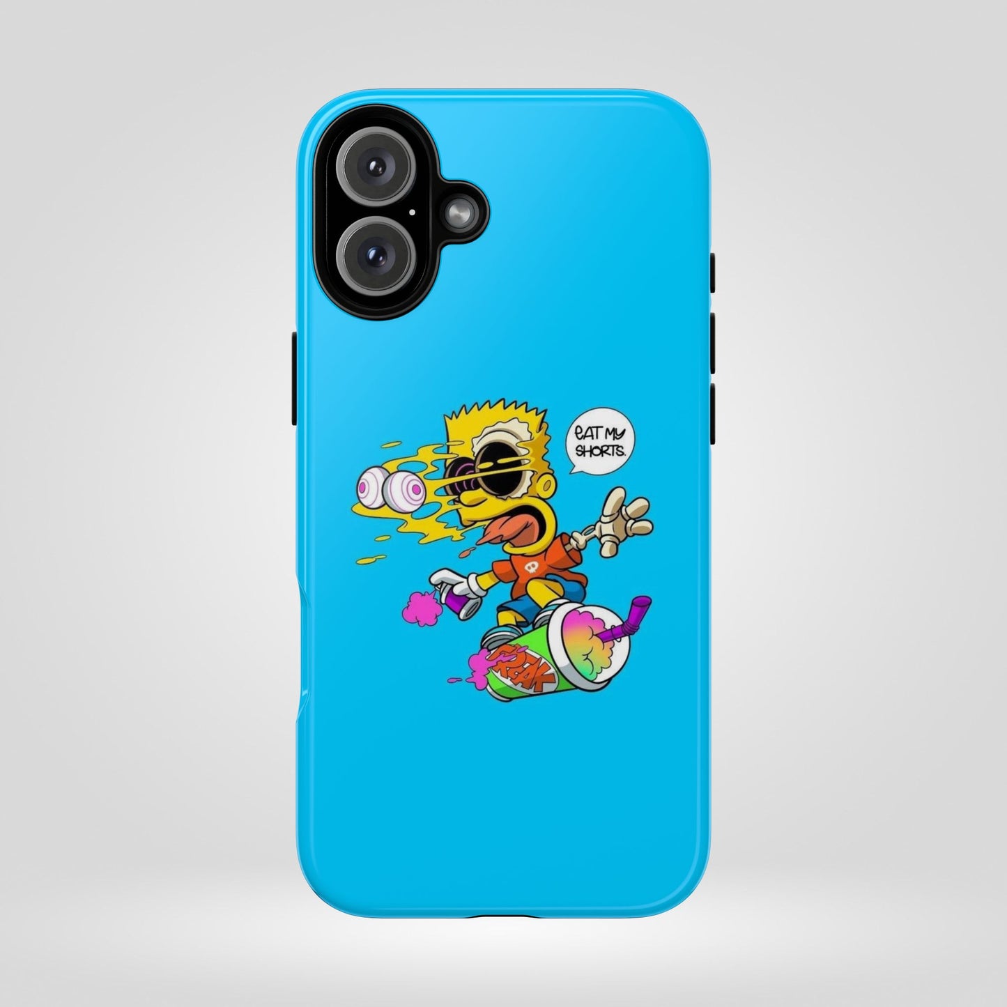 Spongebob Blue Cartoon iPhone Case - 'Eat My Shorts' Design