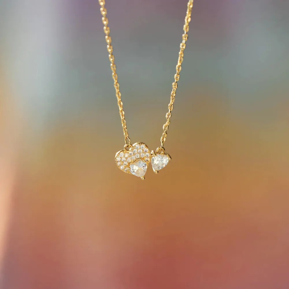 18K Gold-Plated 925 Sterling Silver Zircon Heart Necklace - Roe Creation