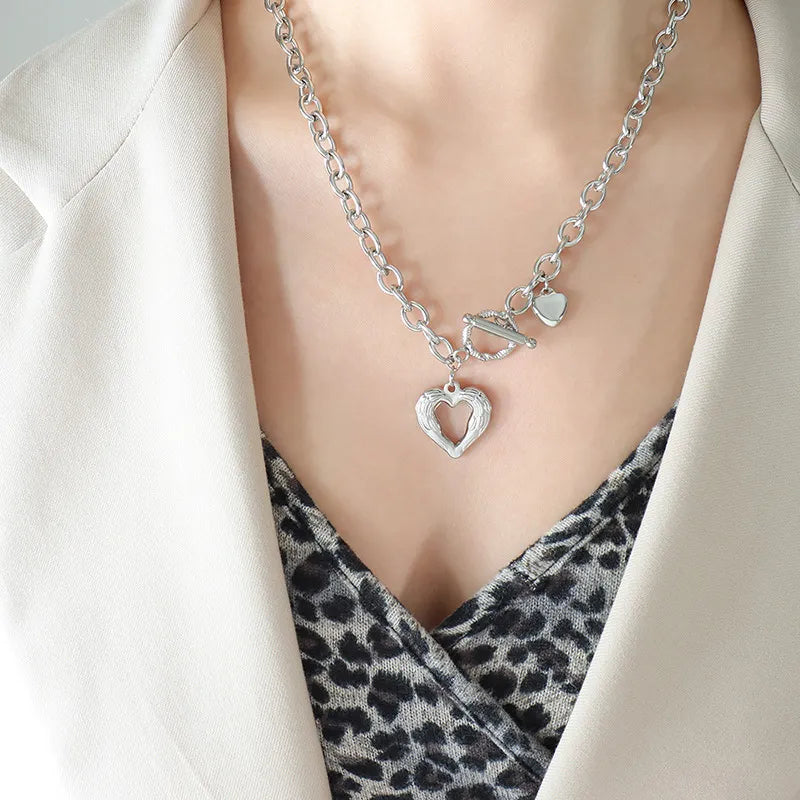 Titanium Steel Heart Pendant Necklace - Roe Creation