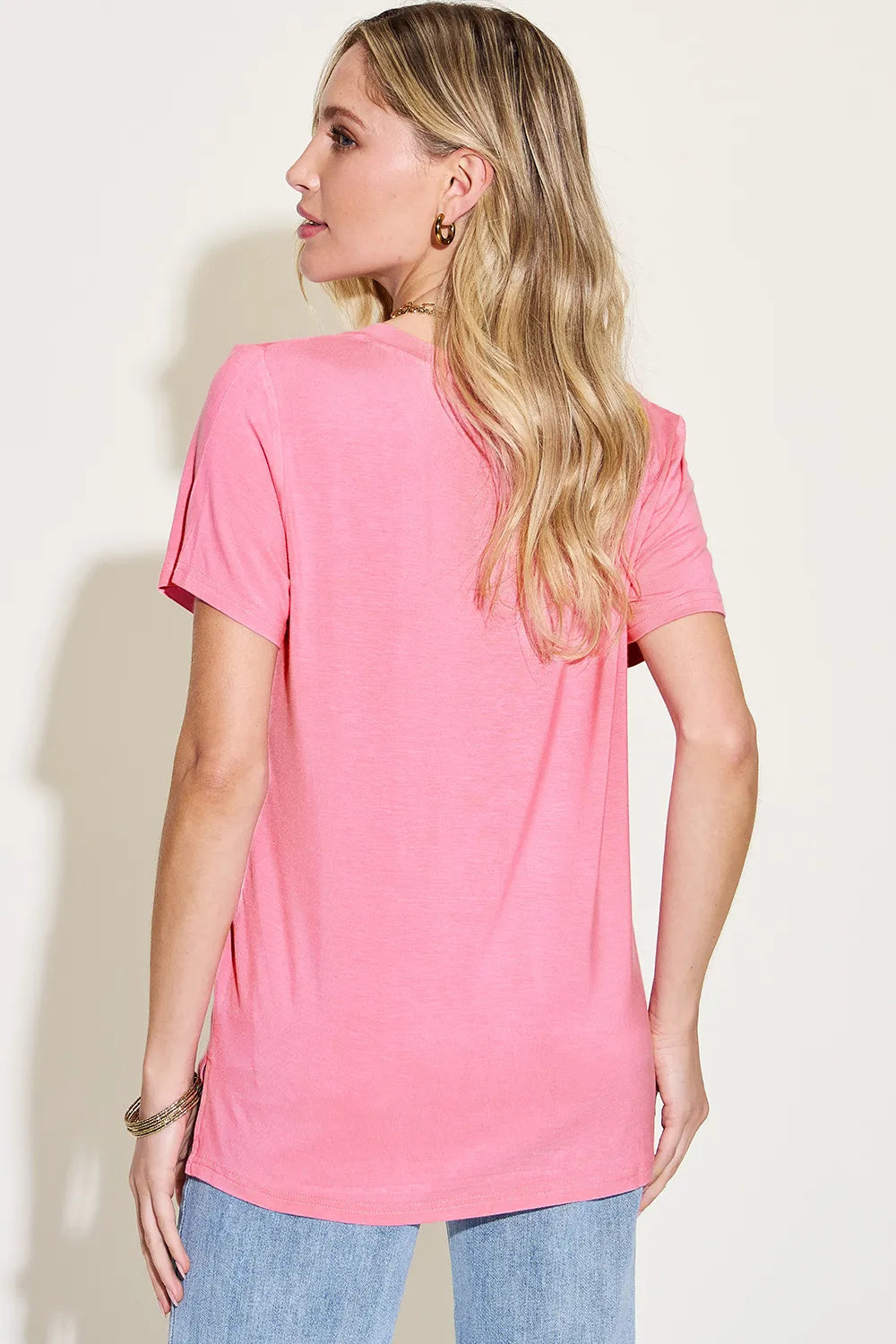 Basic Bae Full Size V-Neck High-Low T-Shirt - Roe Creation