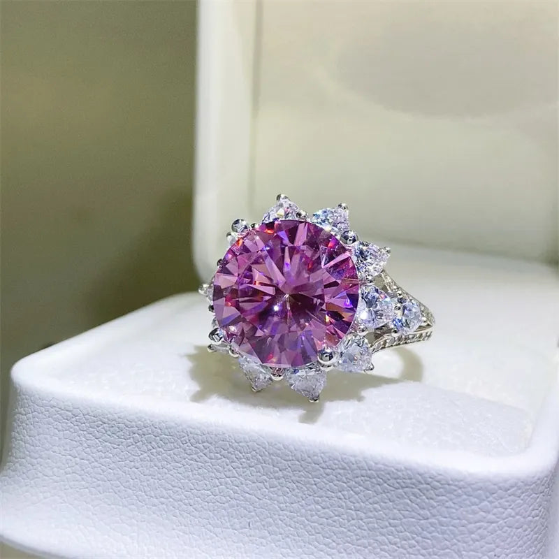 10 Carat Moissanite Zircon 925 Sterling Silver Ring - Roe Creation
