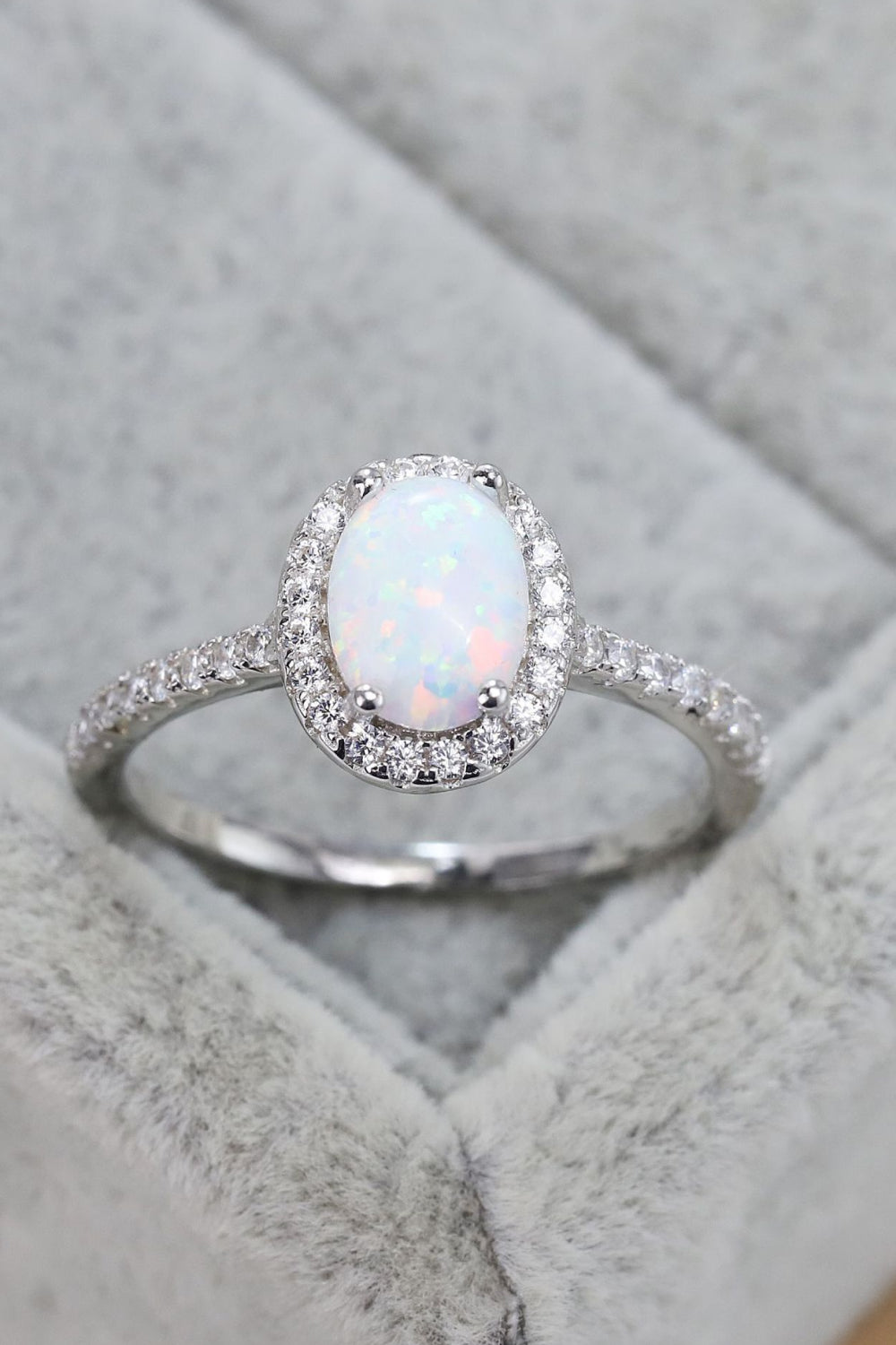 Opal 925 Sterling Silver Halo Ring - Roe Creation