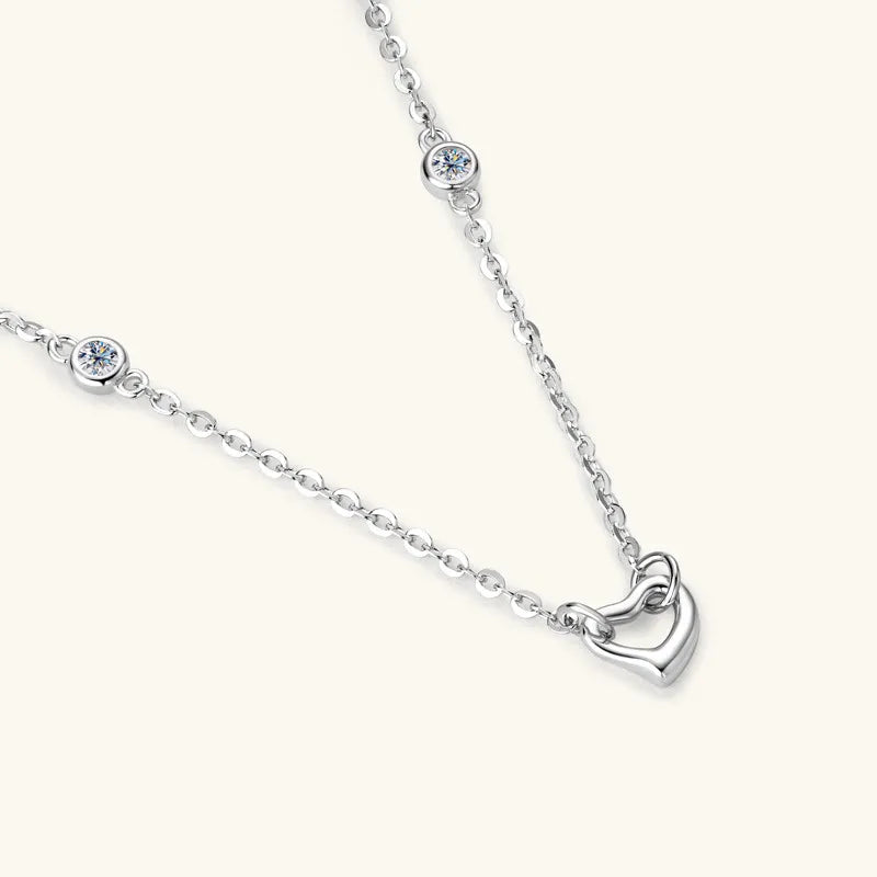 Moissanite 925 Sterling Silver Heart Necklace - Roe Creation