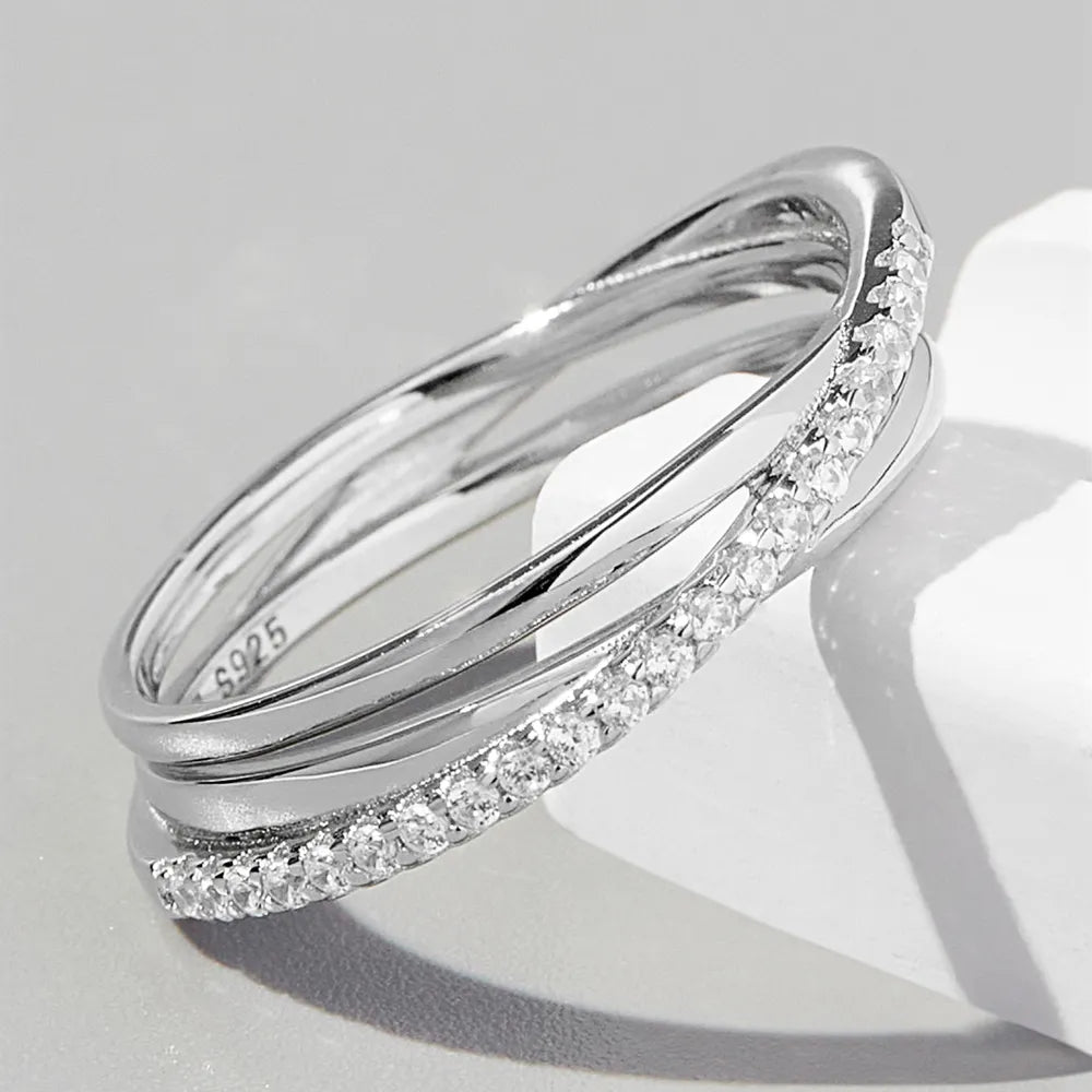 Inlaid Zircon 925 Sterling Silver Ring - Roe Creation