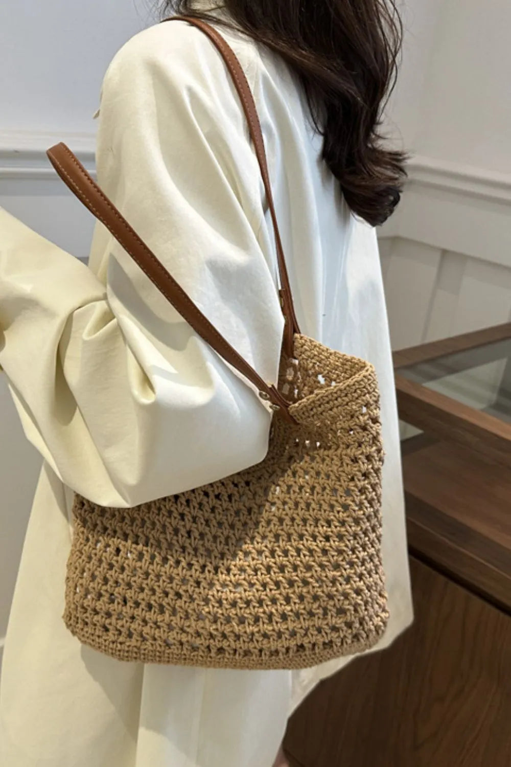 Openwork Woven Tote Bag - Roe Creation