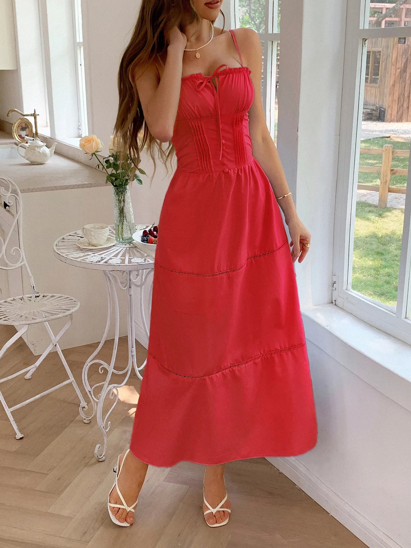 Smocked Back Tie Front Cami Dress - Roe Creation