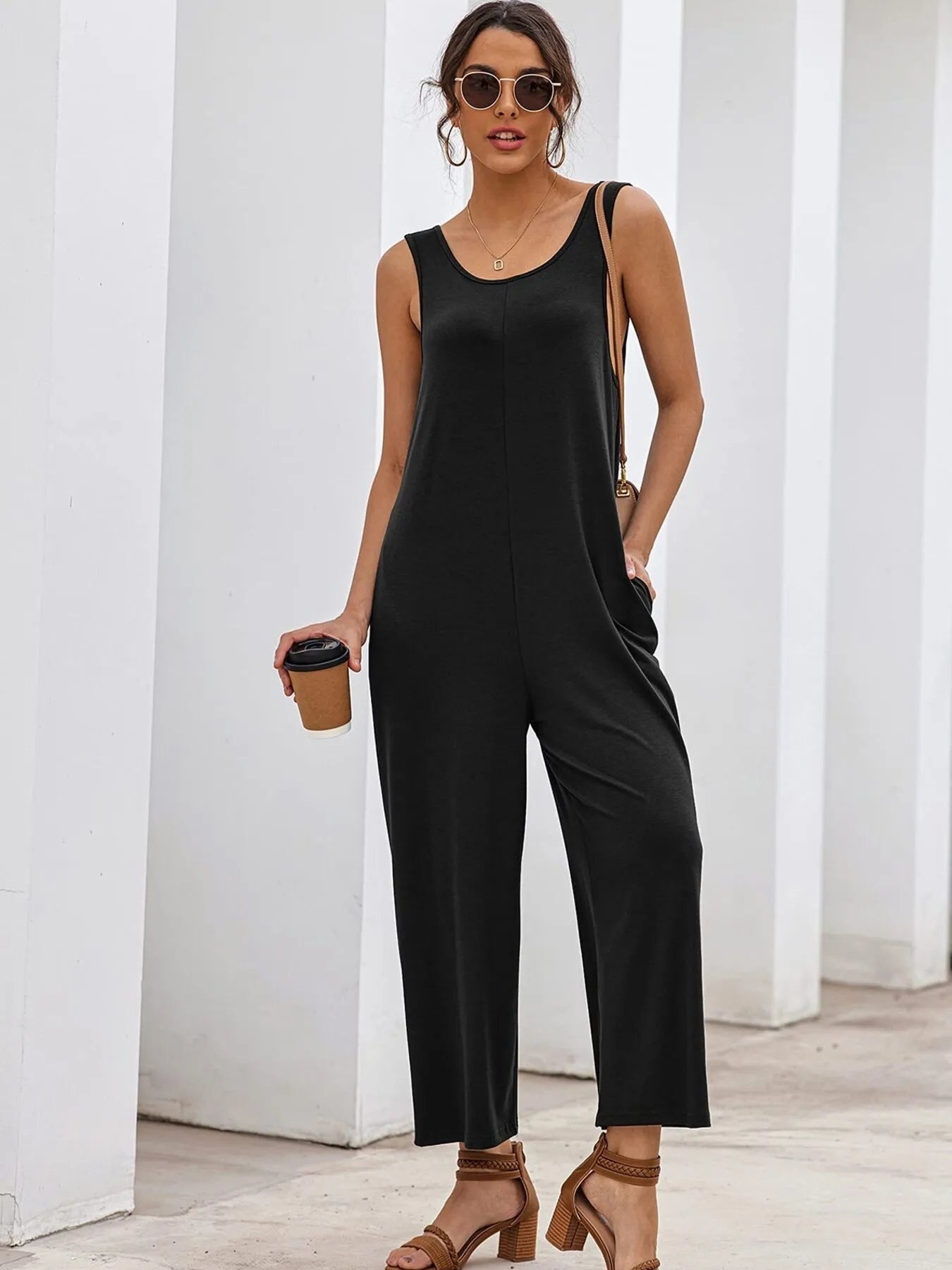 Sleeveless Wide Leg Casual Jumpsuit - Roe Creation
