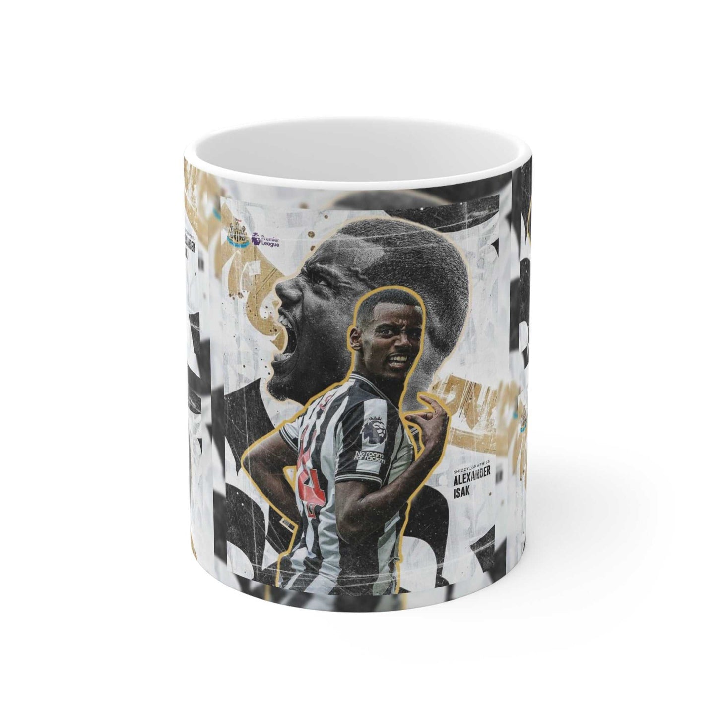 Alexander Isak 11oz White Mug for Newcastle Fans.
