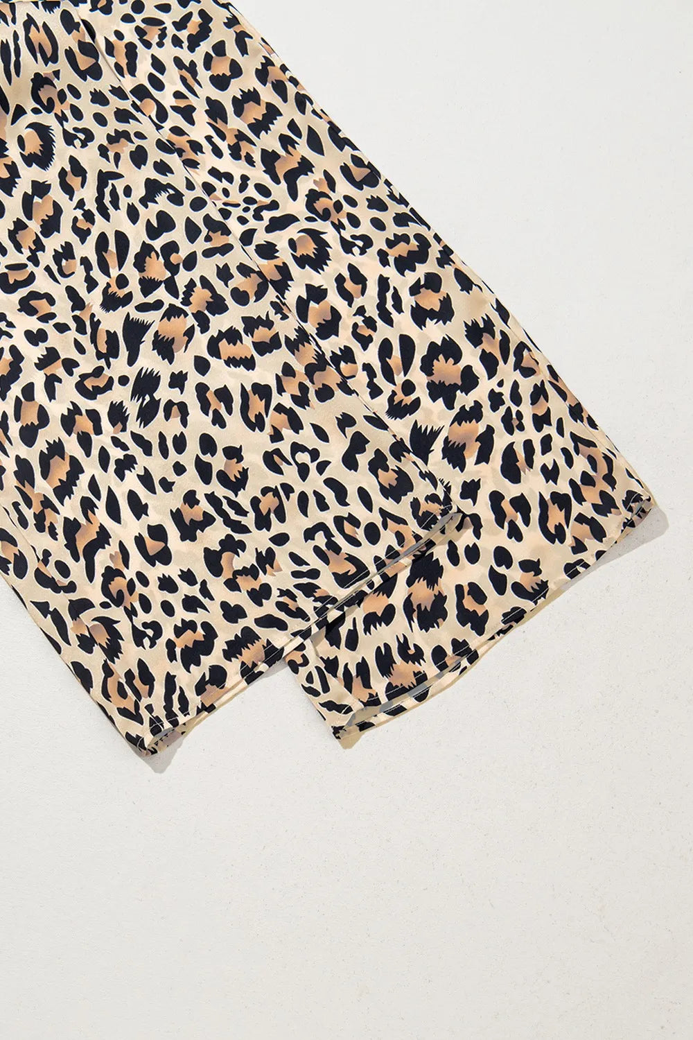 Parchment Leopard Drawstring Flowy Wide Leg Pants - Roe Creation