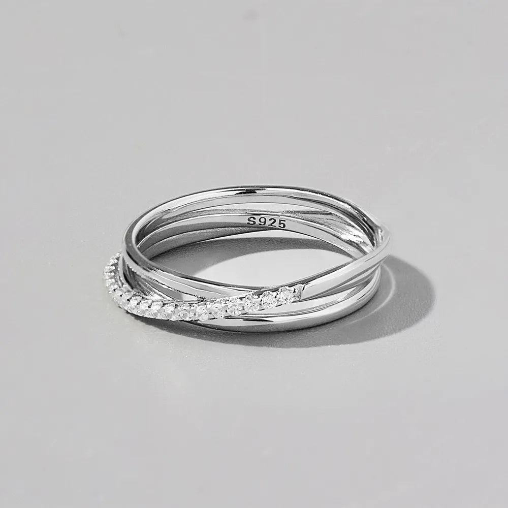 Inlaid Zircon 925 Sterling Silver Ring - Roe Creation