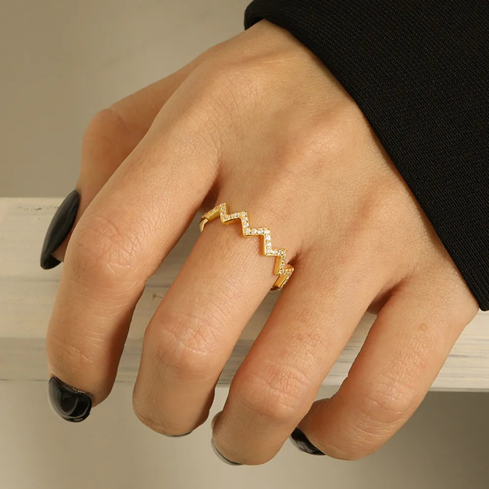 Wave Shape 925 Sterling Silver Ring - Roe Creation