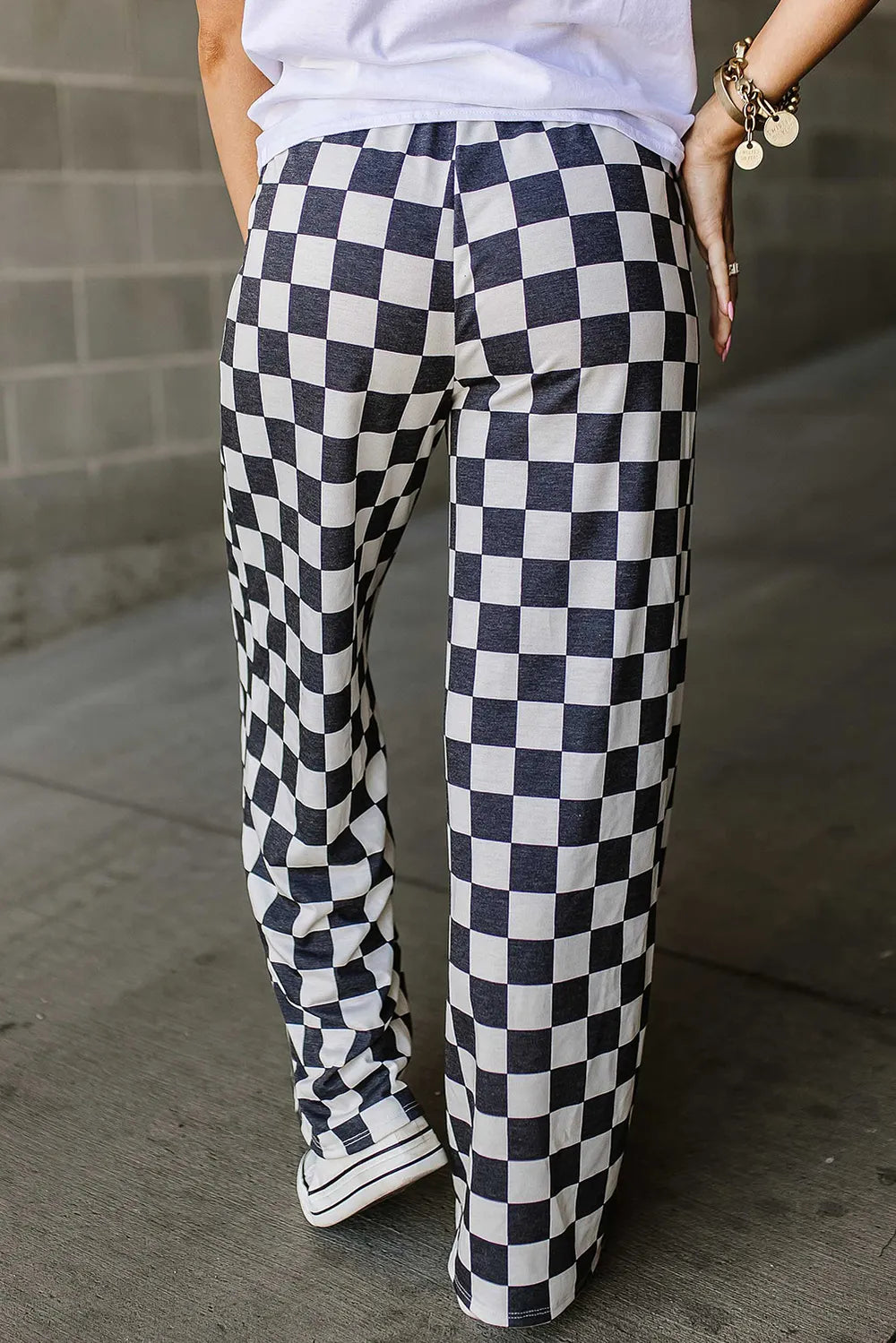 Checkered Wide Leg Pants - Roe Creation