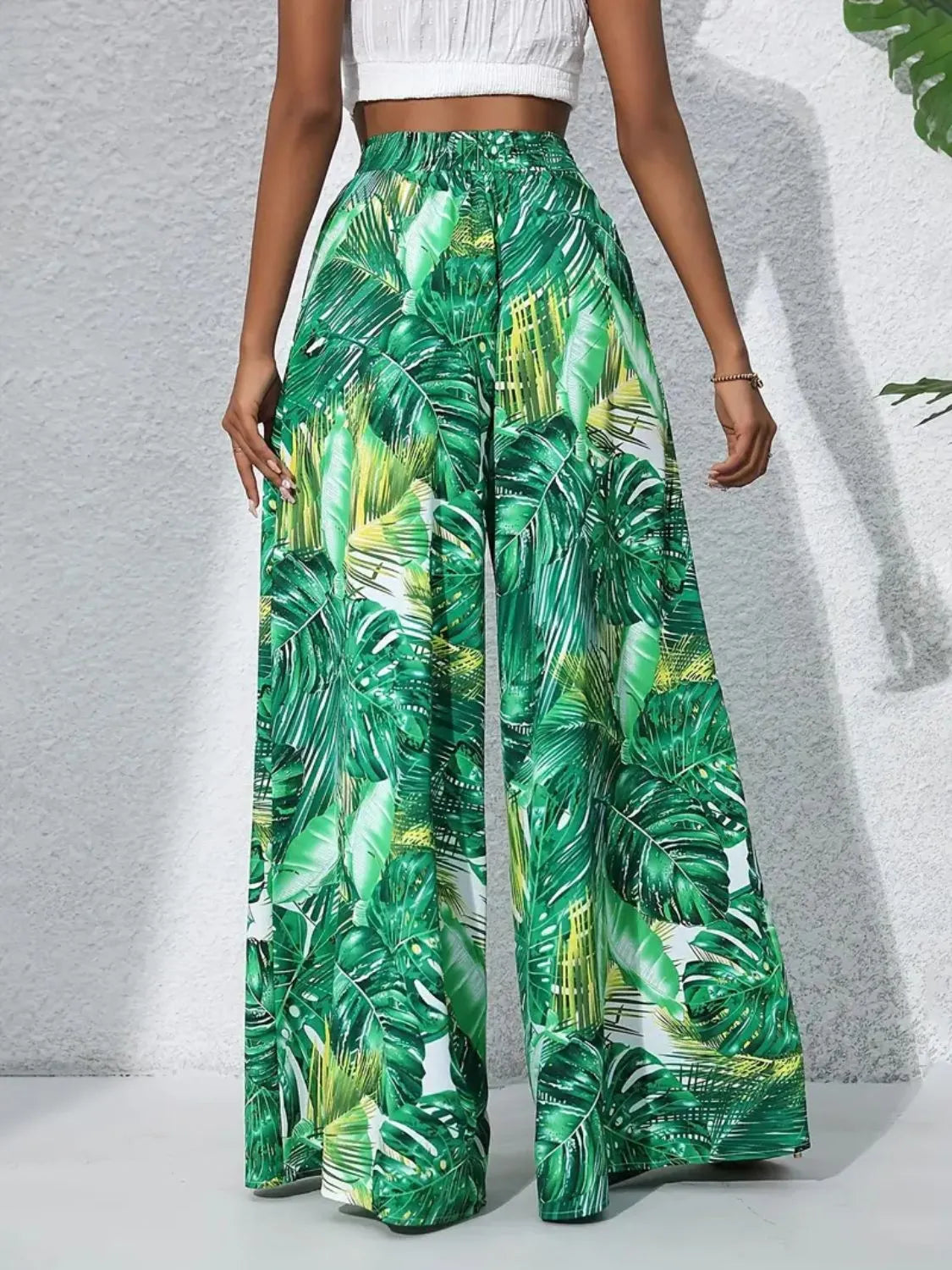 Printed High Waist Wide Leg Pants - Roe Creation