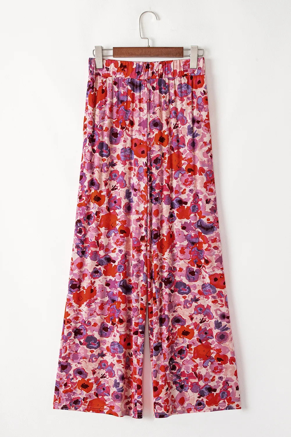 Floral Wide Leg Elastic High Waist Pants - Roe Creation