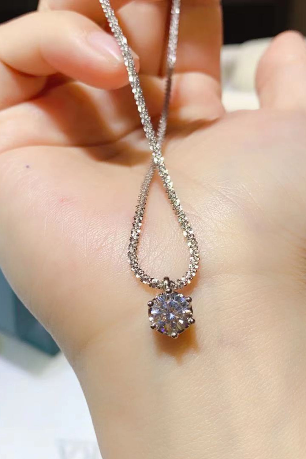 1 Carat Moissanite 925 Sterling Silver Necklace - Roe Creation