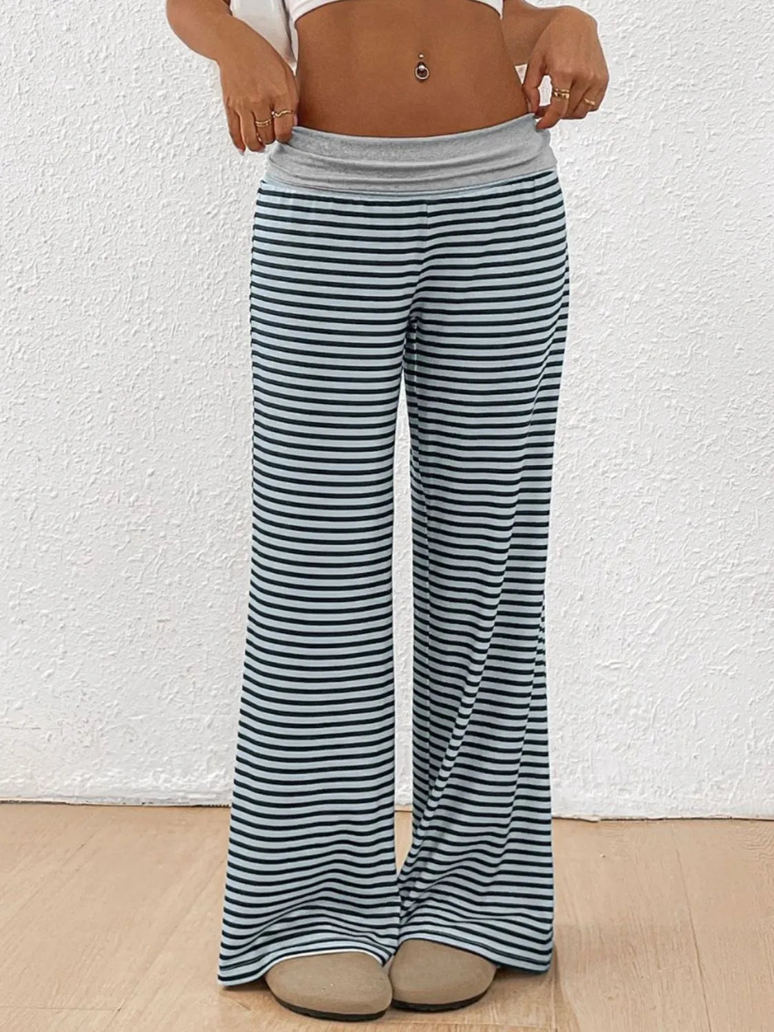 Striped Wide Leg Pants - Roe Creation