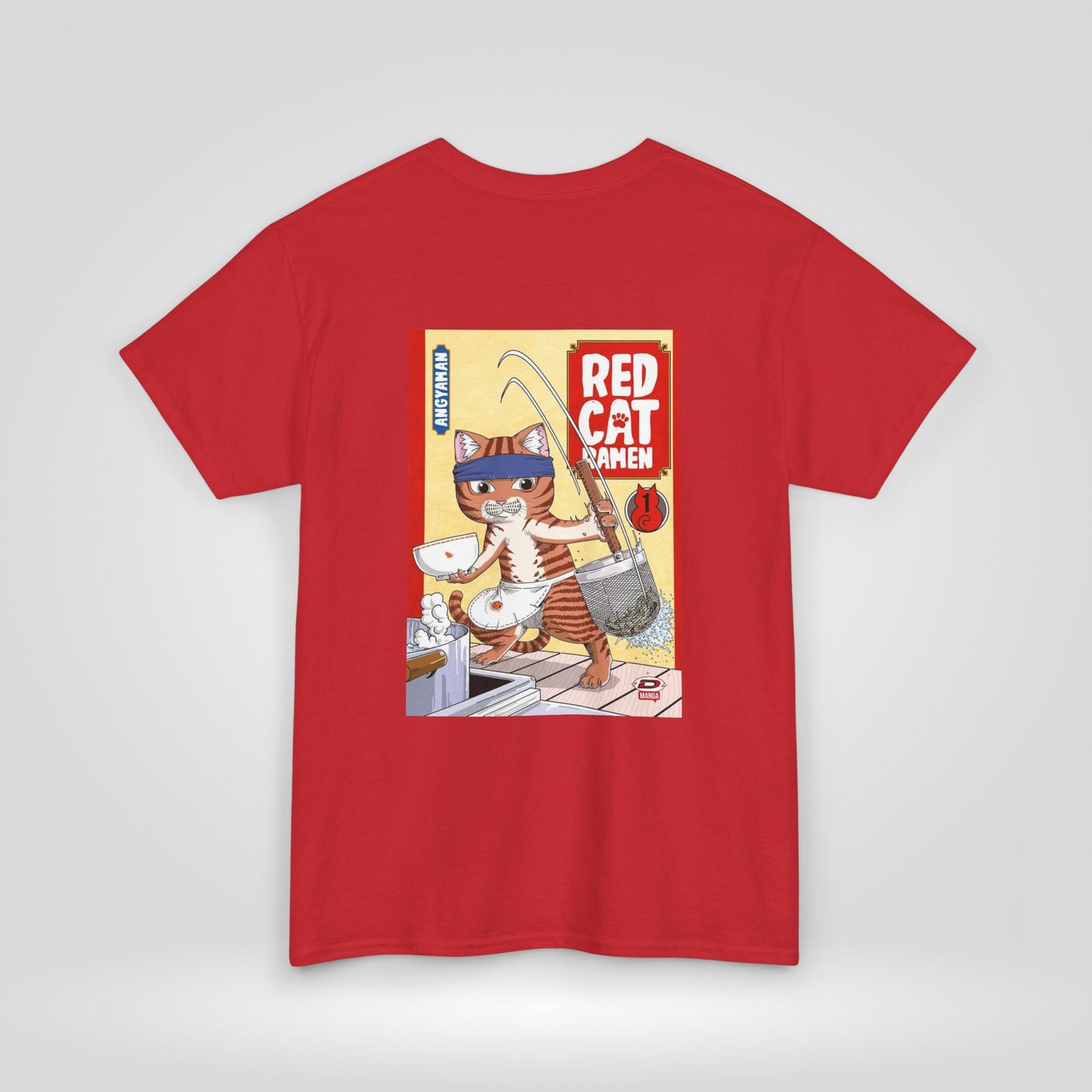 Red Cat Ramen Unisex Heavy Cotton Tee – Fun and Playful Design for Food Lovers - Roe Creation