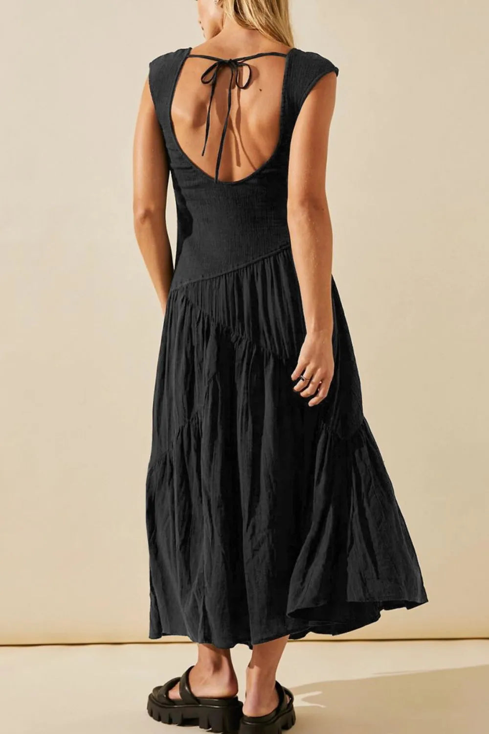 Square Neck Wide Strap Dress - Roe Creation
