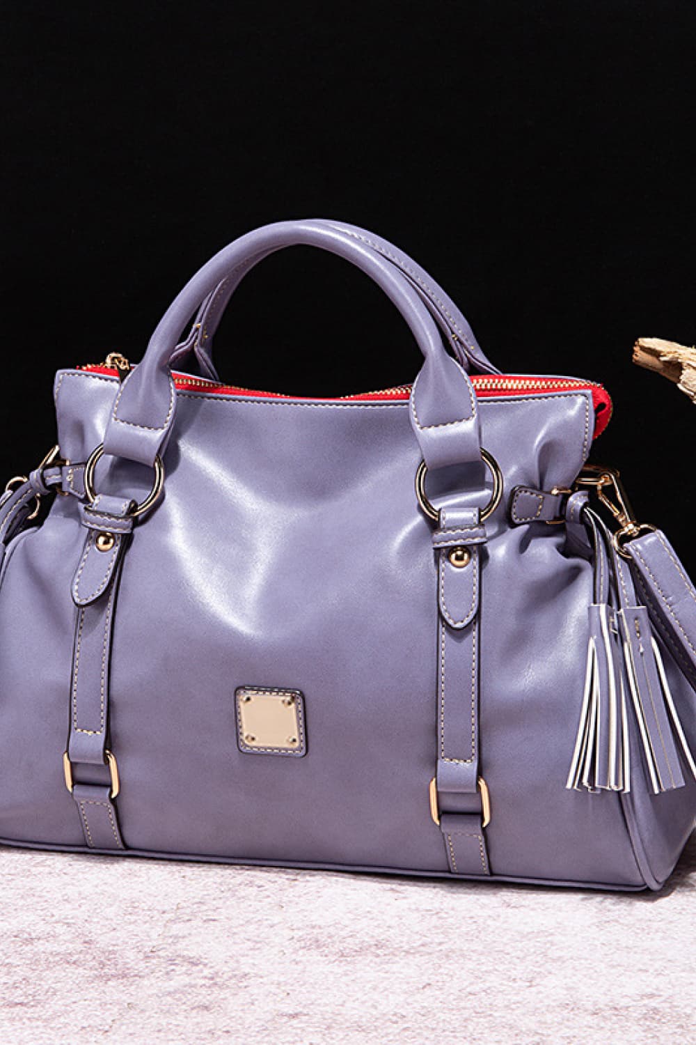 PU Leather Handbag with Tassels - Roe Creation