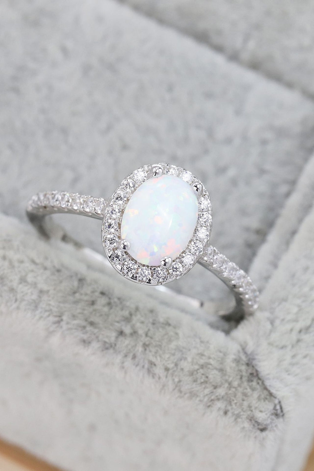 Opal 925 Sterling Silver Halo Ring - Roe Creation
