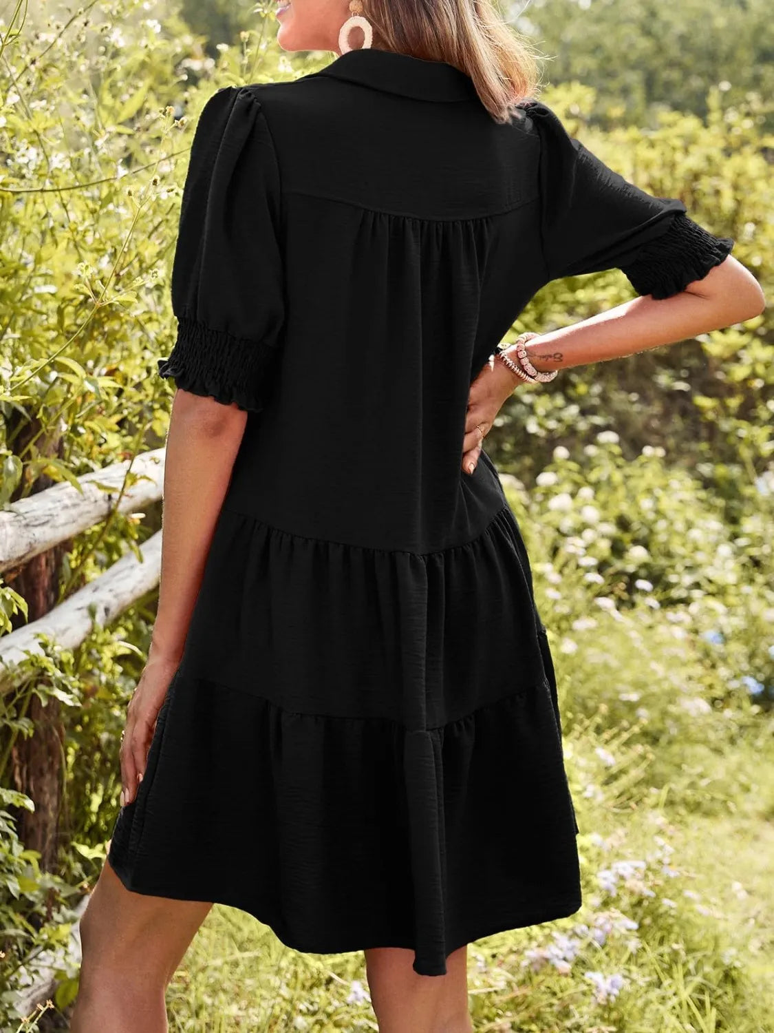 Johnny Collar Short Sleeve Mini Dress - Roe Creation