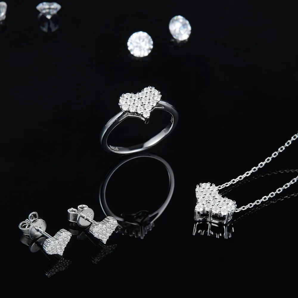 Moissanite 925 Sterling Silver Heart Ring - Roe Creation