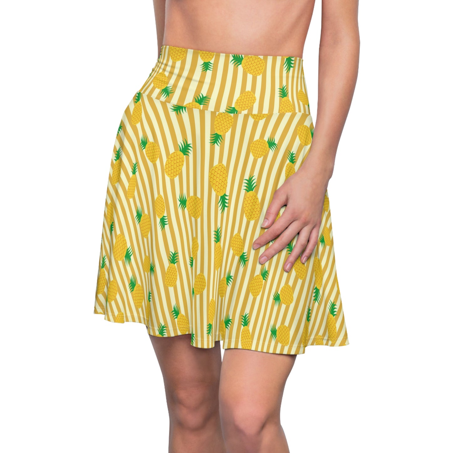 Tropical Pineapple Skater Skirt for Women - Perfect for Summer Outings and Beach Days